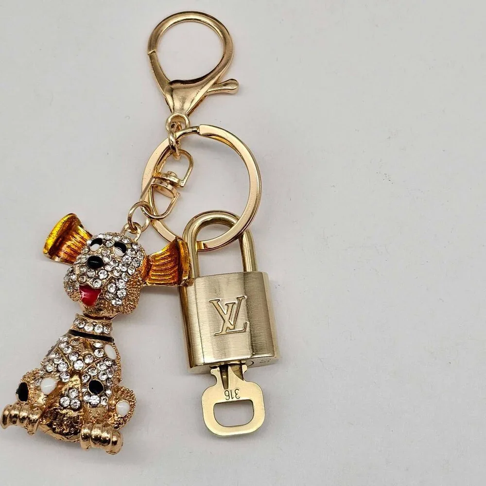 Authentic Louis Vuitton Gold Lock & Key ✨ Bag Charm Unbranded Dog Keychain